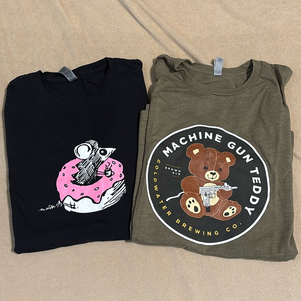 Bundle of 2 brewery T-shirts. Size Large. Off Color Brewing, Goldwater Brewing.